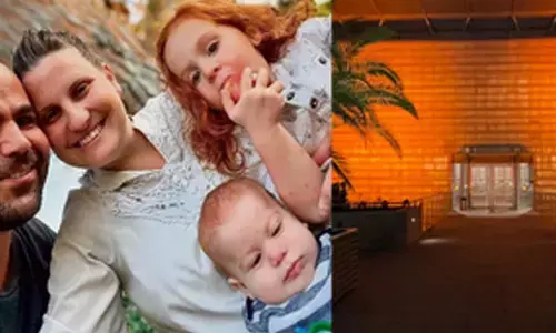 Israeli Embassy in New Delhi turns orange in tribute to Bibas family