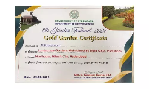Shilparamam bags Gold Garden certificate
