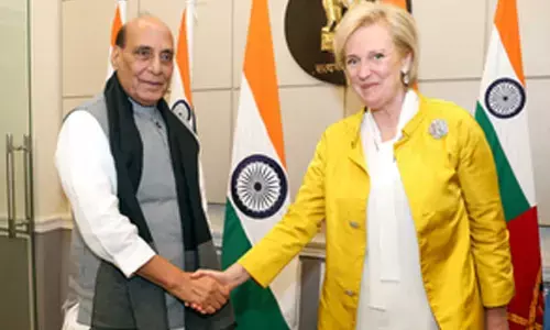 Rajnath Singh discusses defence ties with Princess Astrid of Belgium
