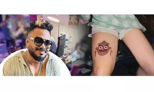 Lord Jagannath tattoo on foreign lady’s thighs sparks outrage in Odisha