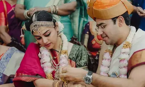 BJP MP Tejasvi Surya Weds Carnatic Vocalist Sivasri Skandaprasad In Traditional Ceremony