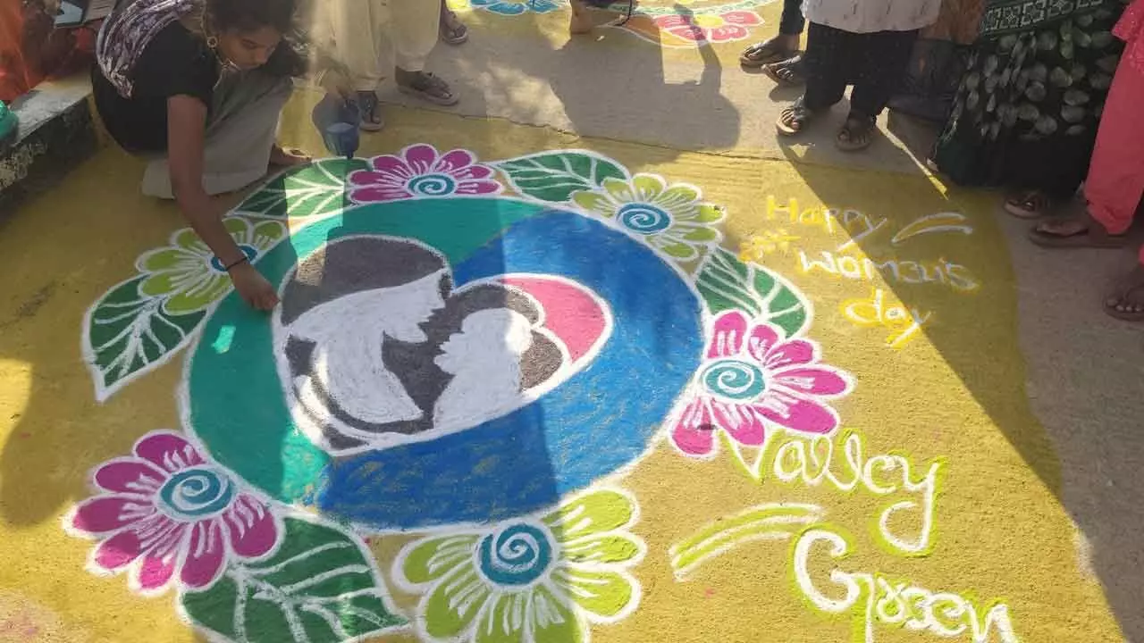 Rangoli competition held at Valley Green Garment Industry
