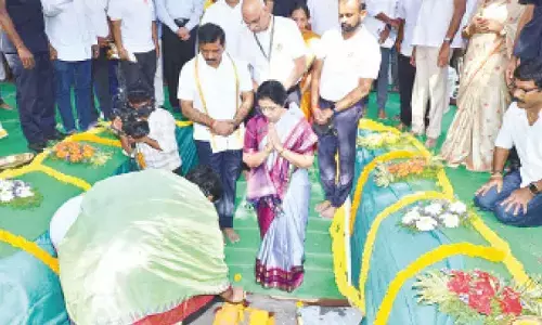 Bhuwaneswari lays foundation for NTR Trust building