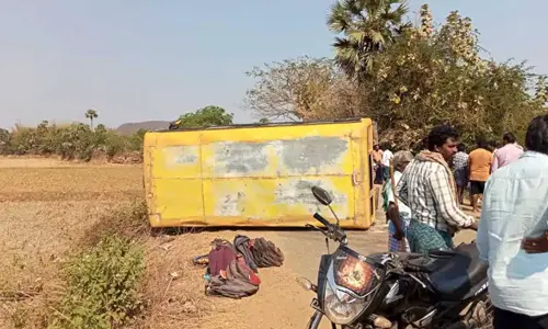 School Bus Overturns in Kakinada, 13 Children Injured