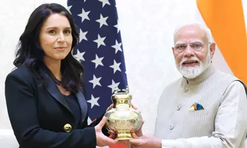 PM Modi meets Tulsi Gabbard, gifts her vase containing holy Ganga water from Maha Kumbh