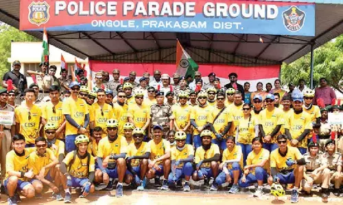 CISF bicycle rally passes through Bapatla, Prakasam dists