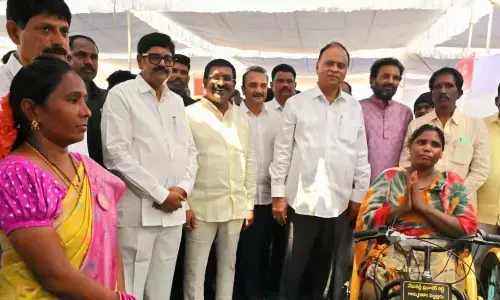 Electric tricycles distributed to disabled in Atmakur
