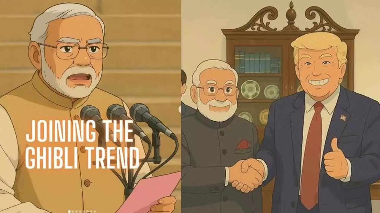 PM takes part in Studio Ghibli trend, posts pics with Trump PM takes part in Studio Ghibli trend, posts pics with Trump