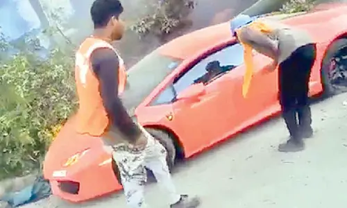 Speeding Lamborghini driver held after hitting 2 pedestrians