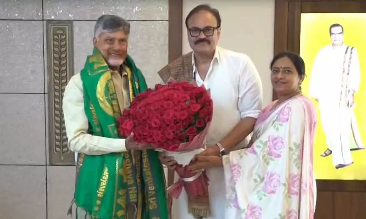 MLC Nagababu pays courtesy visit to CM Chandrababu after oath