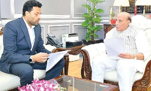 Bharath urges Rajnath to speed up defence projects in AP