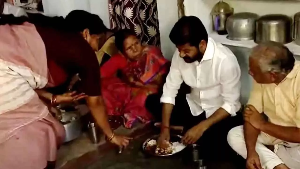 Revanth Reddy reviews welfare delivery during visit to Sarapaka family Revanth Reddy reviews welfare delivery during visit to Sarapaka family