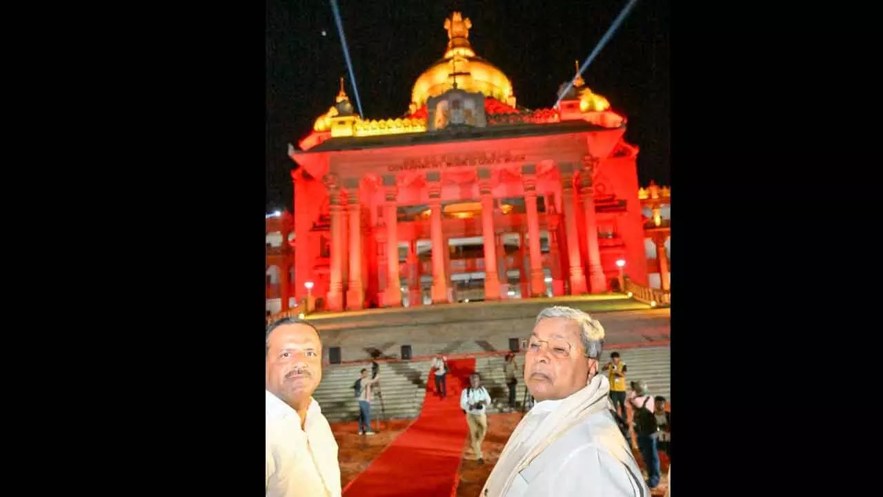 Vidhana Soudha Shines in New Light as Karnataka Assembly Speaker UT Khader Unveils Revamped Illumination