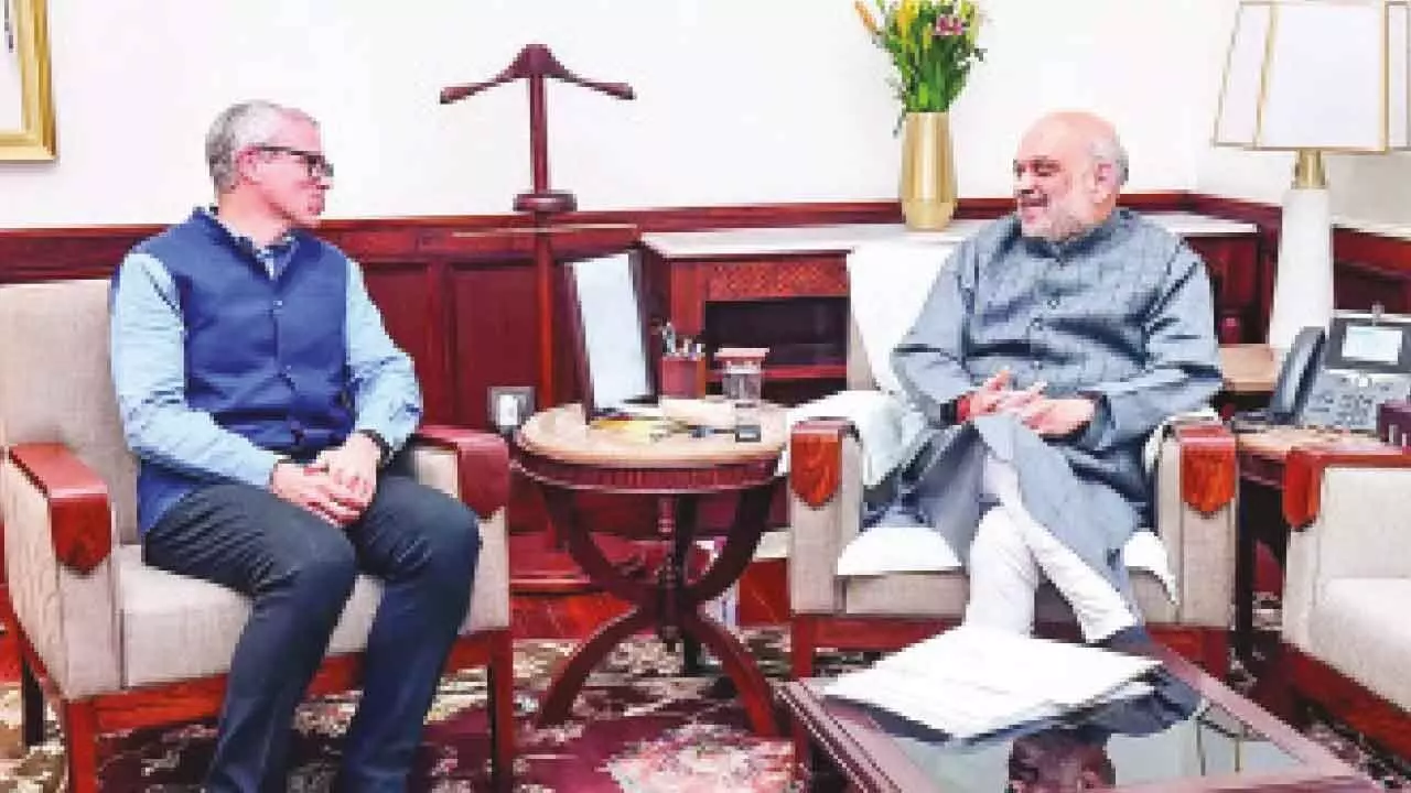 Shah reviews developmental projects in J&K, meets Omar Shah reviews developmental projects in J&K, meets Omar