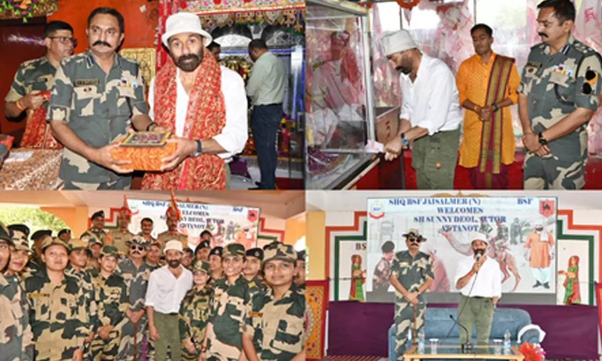 Sunny Deol seeks blessings at Mateshwari Tanot Rai Mata temple in Rajasthan Sunny Deol seeks blessings at Mateshwari Tanot Rai Mata temple in Rajasthan