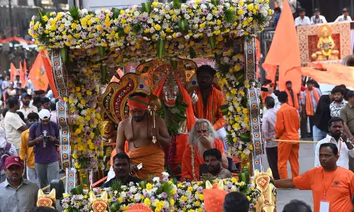 Devotees paint city saffron