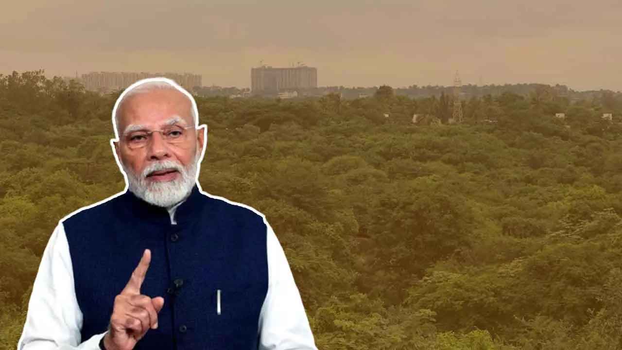 Modi makes sensational claims over Kanch Gachibowli lands: Accuses Telangana Congress of environmental destruction Modi makes sensational claims over Kanch Gachibowli lands: Accuses Telangana Congress of environmental destruction
