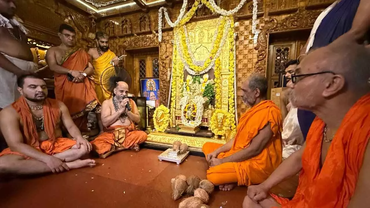 Udupi’s Sacred Legacy Embellished with Gold as Pontiff Marks 50 Years in Monastic Life Udupi’s Sacred Legacy Embellished with Gold as Pontiff Marks 50 Years in Monastic Life