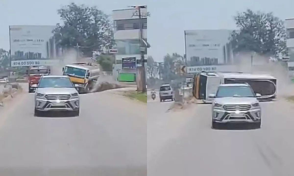 Water tanker overturns on Dommasandra-Varthur road Water tanker overturns on Dommasandra-Varthur road