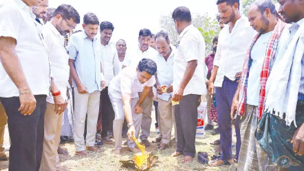 MLA Rajesh Reddy performs Bhoomi Puja for CC road