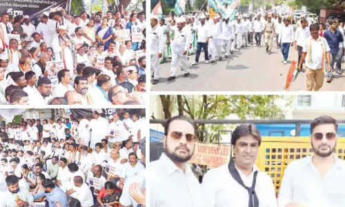 Top Cong netas, mantris take part in massive dharna at city ED office