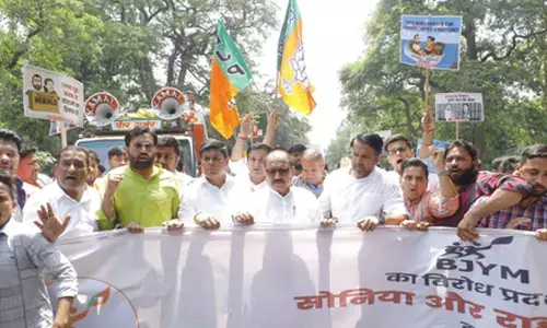 National Herald case: BJP Yuva Morcha stages protest against Rahul Gandhi