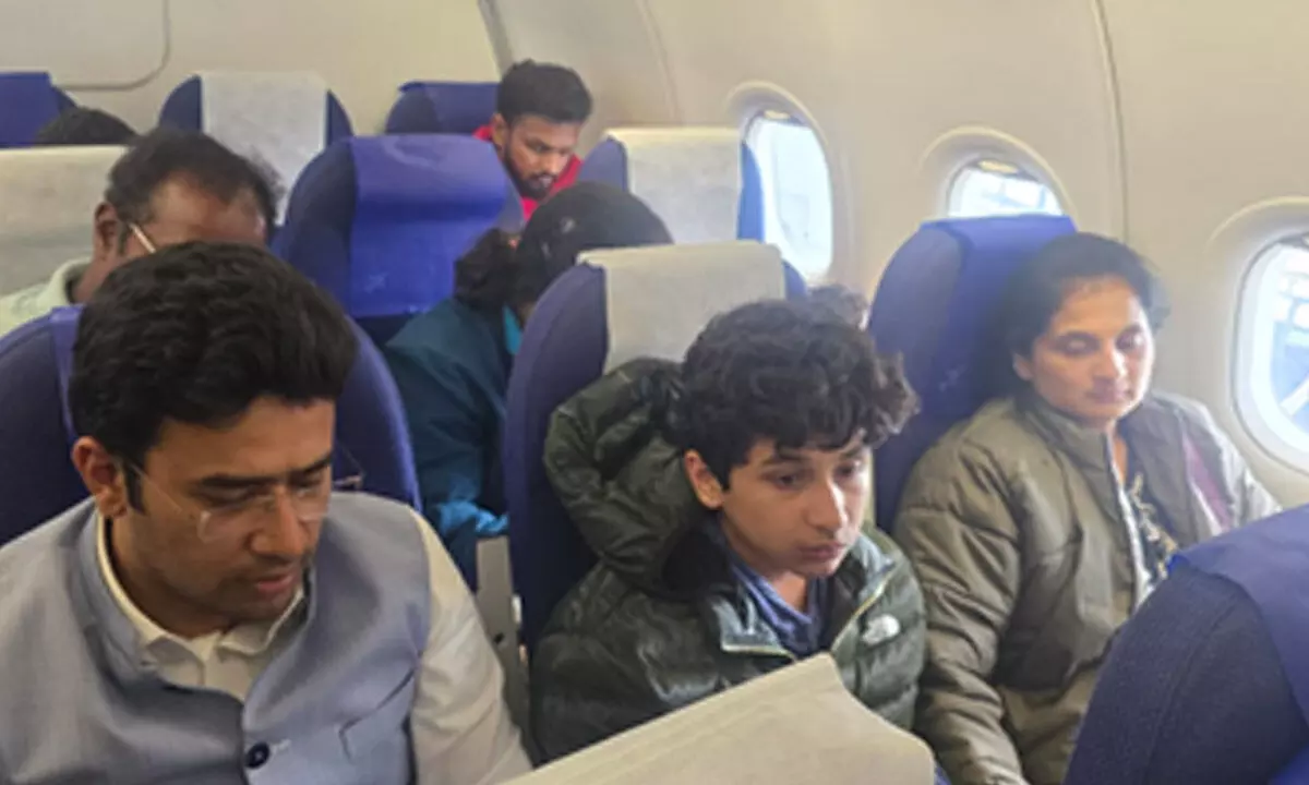 Tejasvi Surya travels with Pahalgam victim families, bodies to reach Bengaluru on Thursday Tejasvi Surya travels with Pahalgam victim families, bodies to reach Bengaluru on Thursday