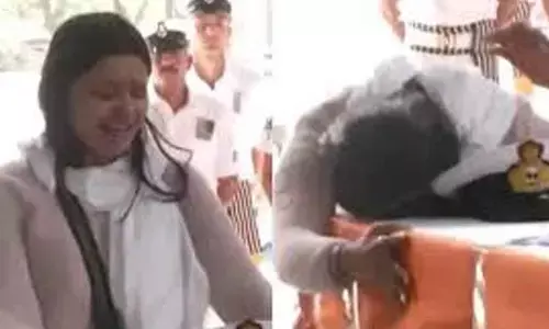 Wife of Lieutenant Vinay bids emotional farewell