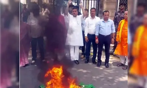 Pahalgam attack: BJP legislators in Bengal stage protest, burn Pakistan flags in front of Assembly