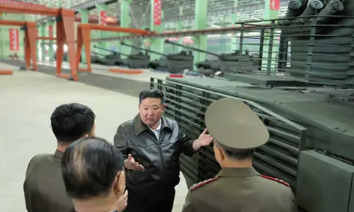 North Koreas Kim inspects upgraded indigenous tank factory