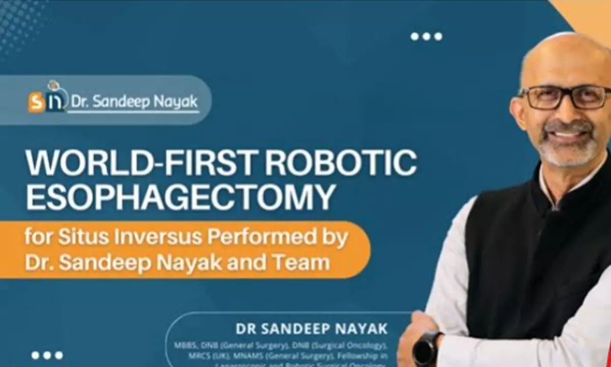 Dr. Sandeep Nayak and his team accomplish a World-First Achievement: Robotic Transthoracic Esophagectomy in a Patient with Situs Inversus Dr. Sandeep Nayak and his team accomplish a World-First Achievement: Robotic Transthoracic Esophagectomy in a Patient with Situs Inversus