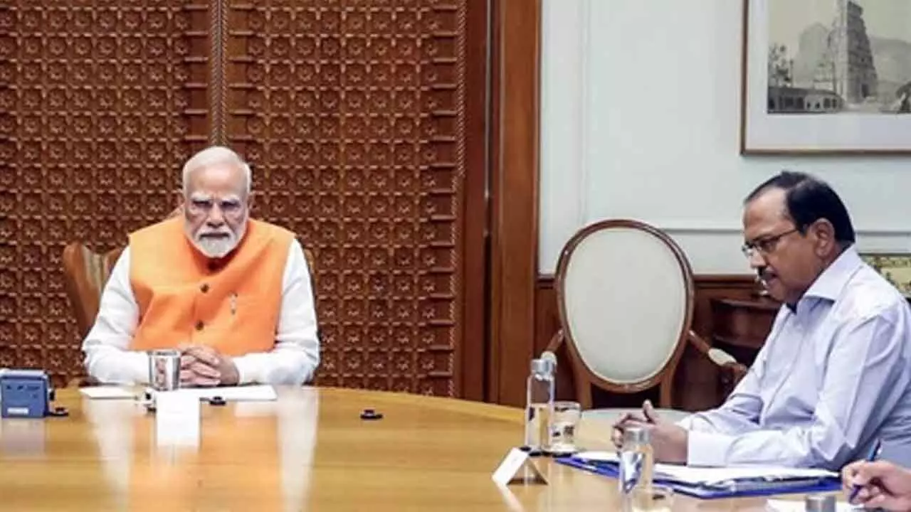 High alert on borders: Ajit Doval briefs PM Modi High alert on borders: Ajit Doval briefs PM Modi