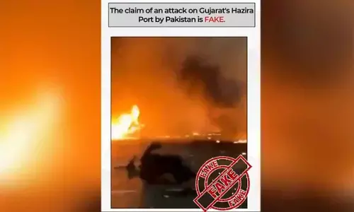 Pakistans disinformation campaign: Gujarat port fire, Jalandhar drone strike; PIB debunks videos