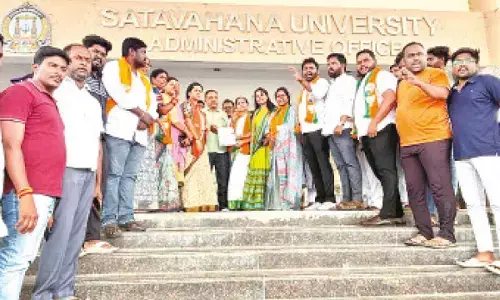 Tension at Satavahana University as protesters demand action against Prof Sujatha