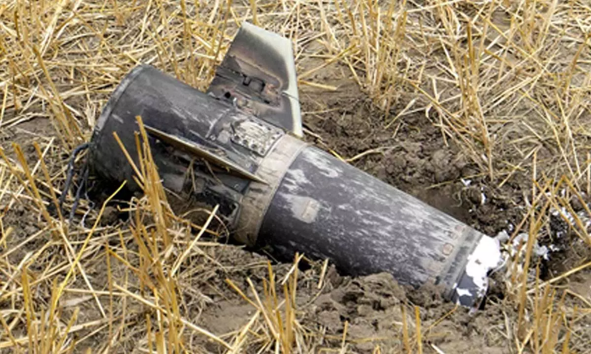 Missile-like object falls from sky in Balotara, drone debris found in Jaisalmer Missile-like object falls from sky in Balotara, drone debris found in Jaisalmer