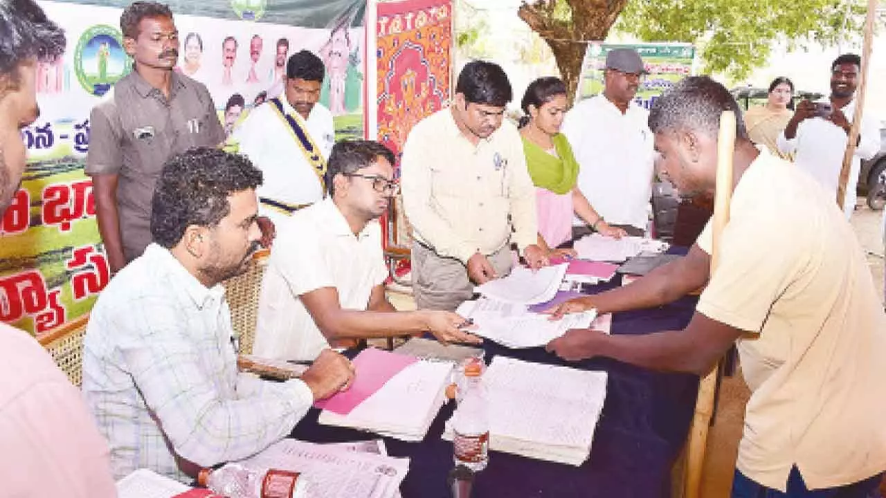 Collector inspects Bhu Bharati revenue meet