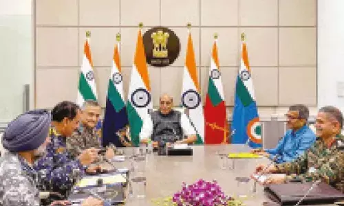 Rajnath reviews ongoing  situation with military chiefs