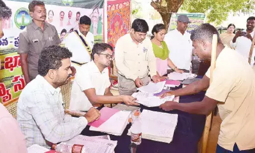 Collector inspects Bhu Bharati revenue meet