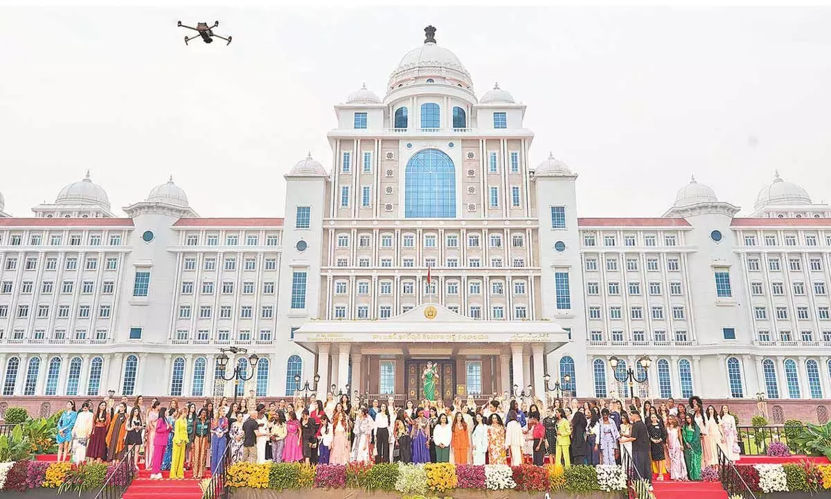 Pageant queens gobsmacked as drone show lights up sky