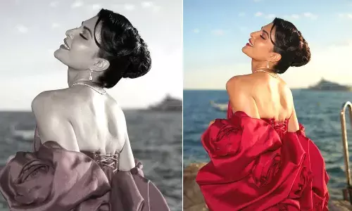 Jacqueline Fernandez sets ablaze in a stunning red ensemble