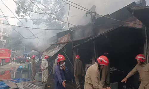 Six shops gutted in fire at Delhis Kotla Mubarakpur market