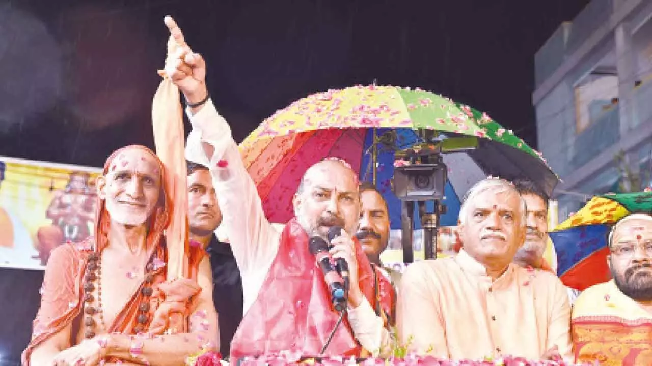 Bandi mounts vitriolic attack against Revanth, Kharge, Rahul Bandi mounts vitriolic attack against Revanth, Kharge, Rahul