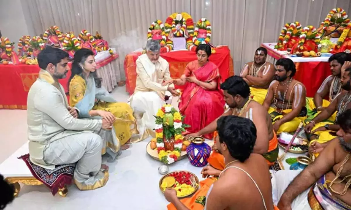 Housewarming Ceremony of AP CM Chandrababu held grandeur Housewarming Ceremony of AP CM Chandrababu held grandeur