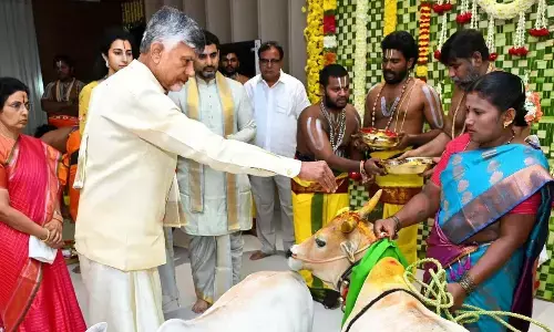 CM Naidu, family step into their new house in Kuppam