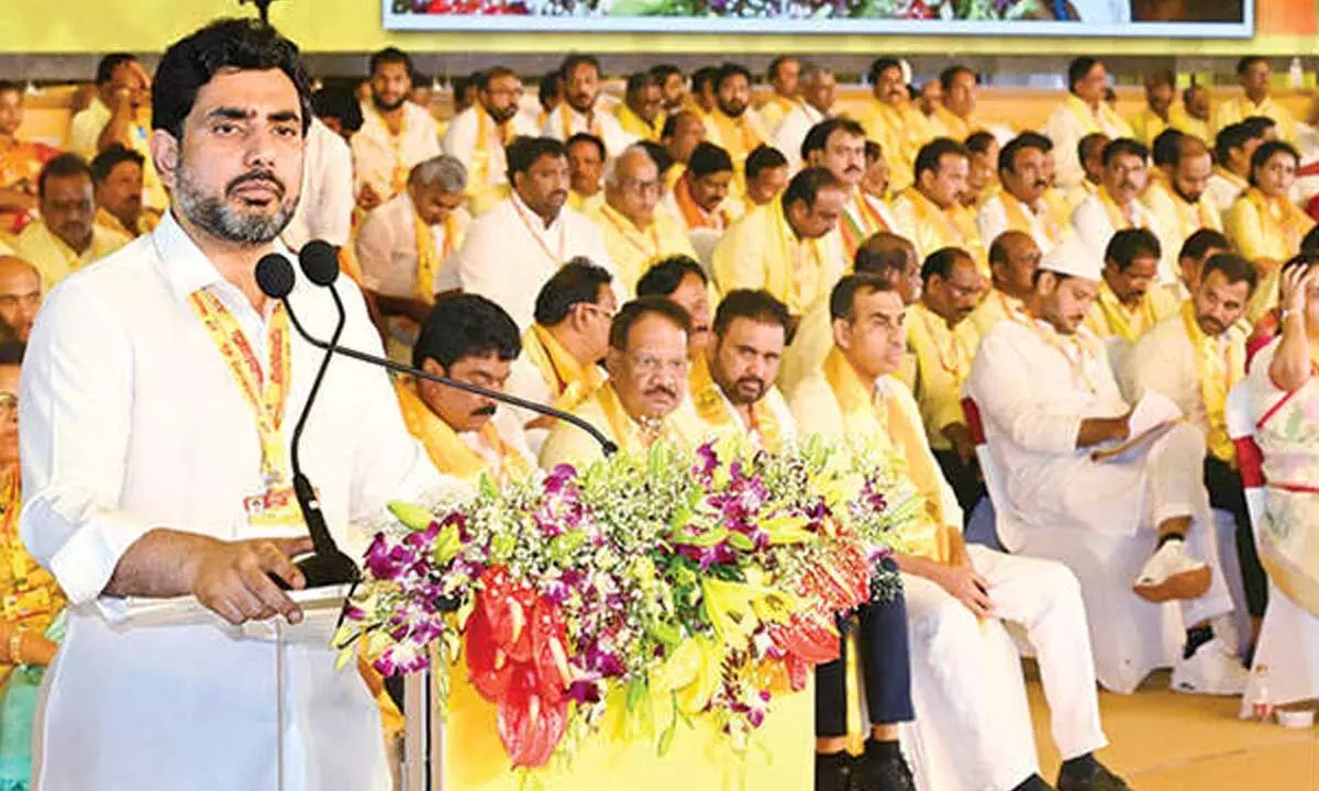 Lokesh unveils 6-pillar vision at Mahanadu