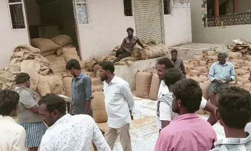 Paddy Scam Uncovered at Bainapalle Procurement Center: Paddy from Andhra Pradesh Sold Illegally, Farmers Cry Foul