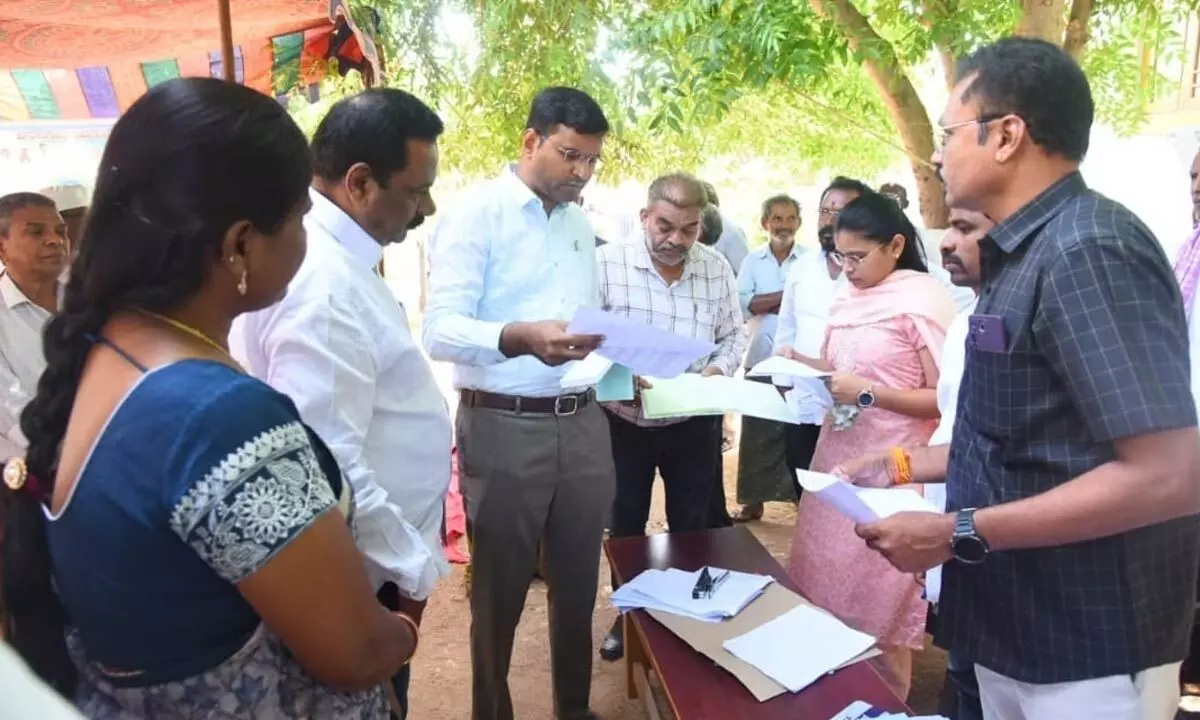 Bhu Bharati Initiative Gains Momentum: Collector Santosh Leads Village-Level Drive to Resolve Land Disputes Bhu Bharati Initiative Gains Momentum: Collector Santosh Leads Village-Level Drive to Resolve Land Disputes