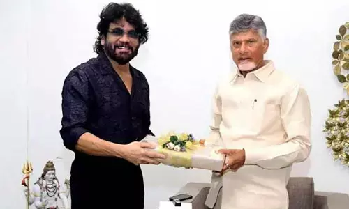 Akkineni Nagarjuna invites CM Chandrababu to Son Akhils Wedding