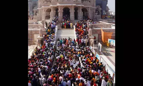 Devotees flock to witness Ram Darbar Pran Pratishtha ceremony in Ayodhya