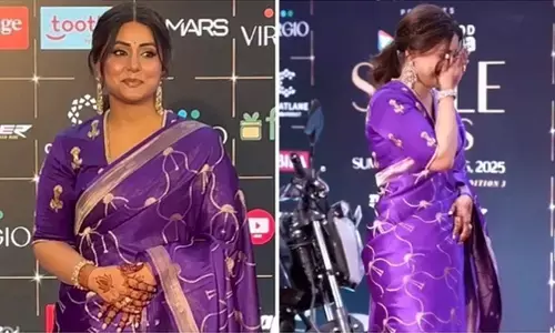 Hina Khan Radiates Bridal Glow in Purple Saree at Style Icons Awards 2025